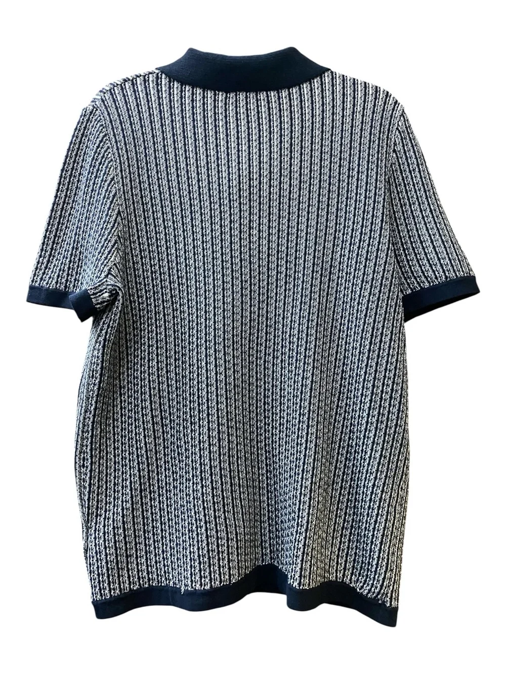 Threadbare Men’s XL Navy & White Textured Knit Button Front Polo Sweater Shirt